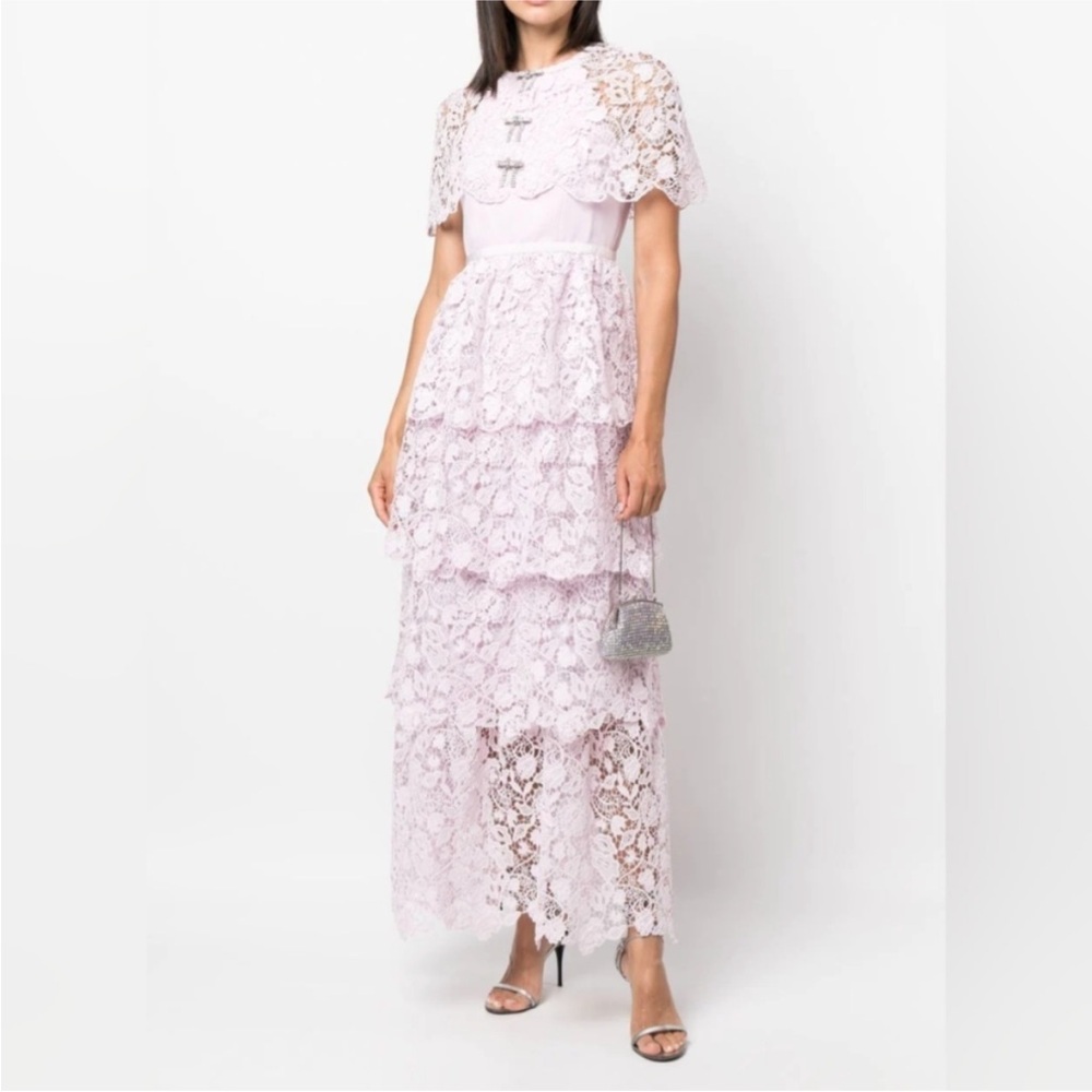 SELF-PORTRAIT Lace Tiered Maxi Dress